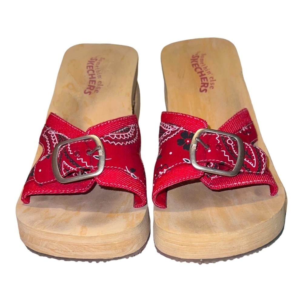 Vintage Y2K SKECHERS Womens  Chunky Platform Open Toe Wedge Sandals Band